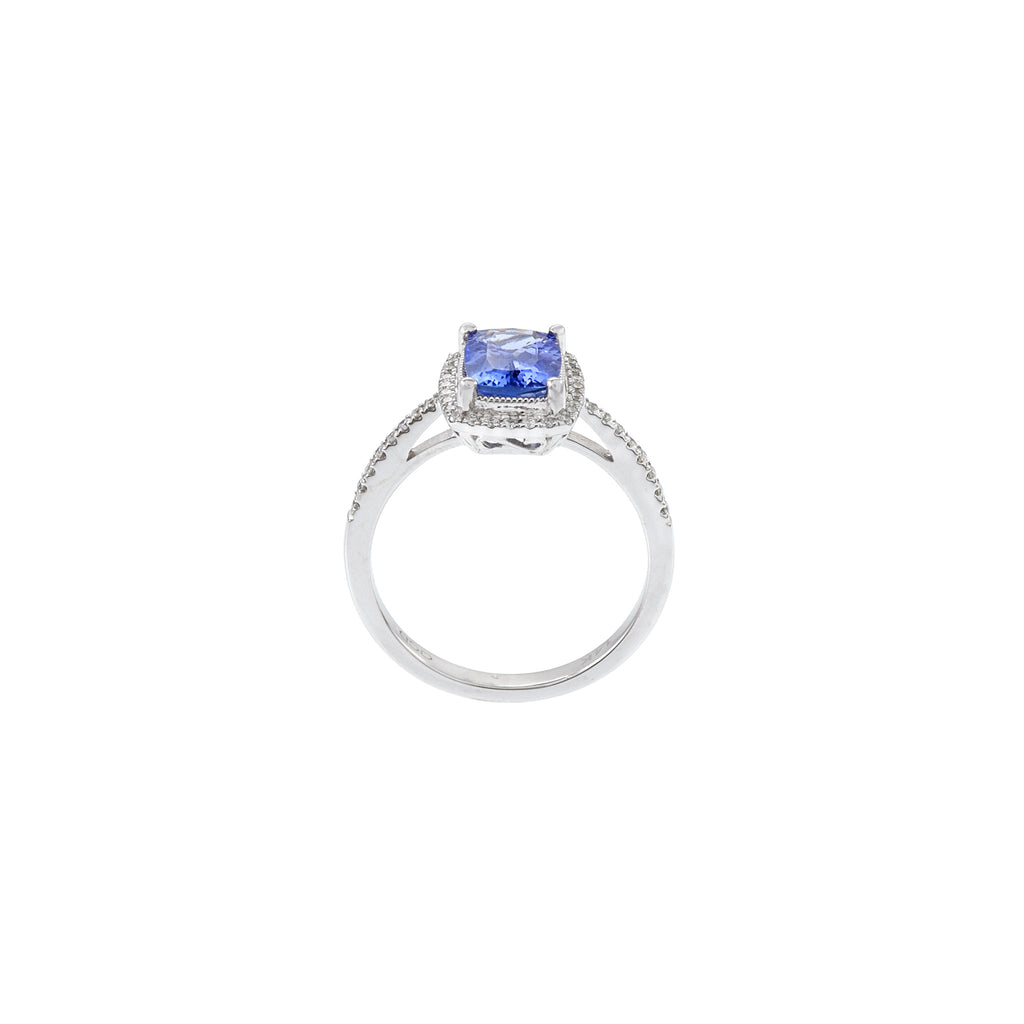 18K Solid Gold 1.53 CT Tanzanite and Diamond Ring