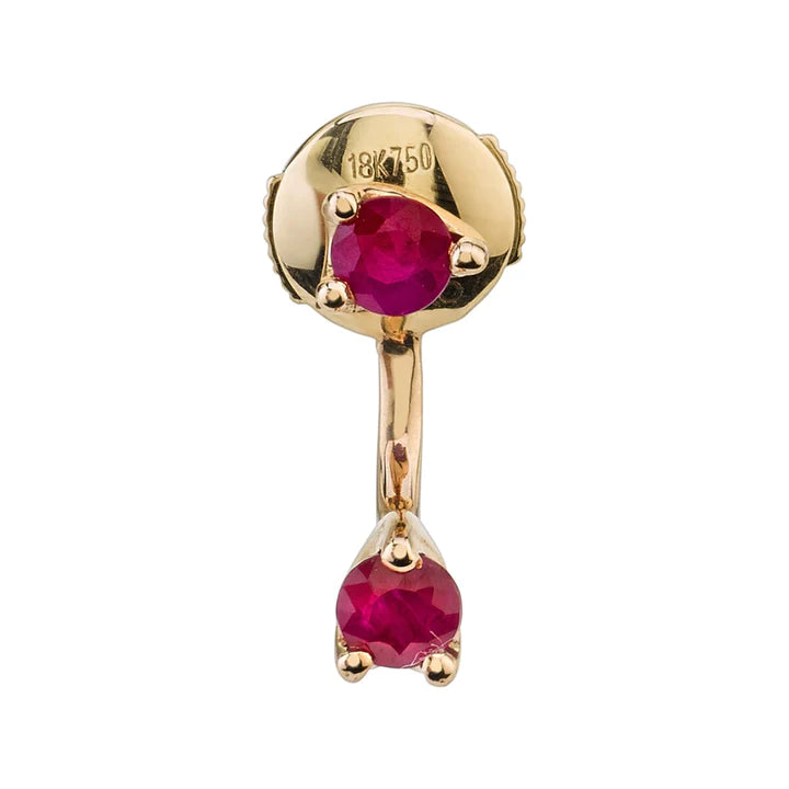 Solid Gold Ruby Orbit Earring