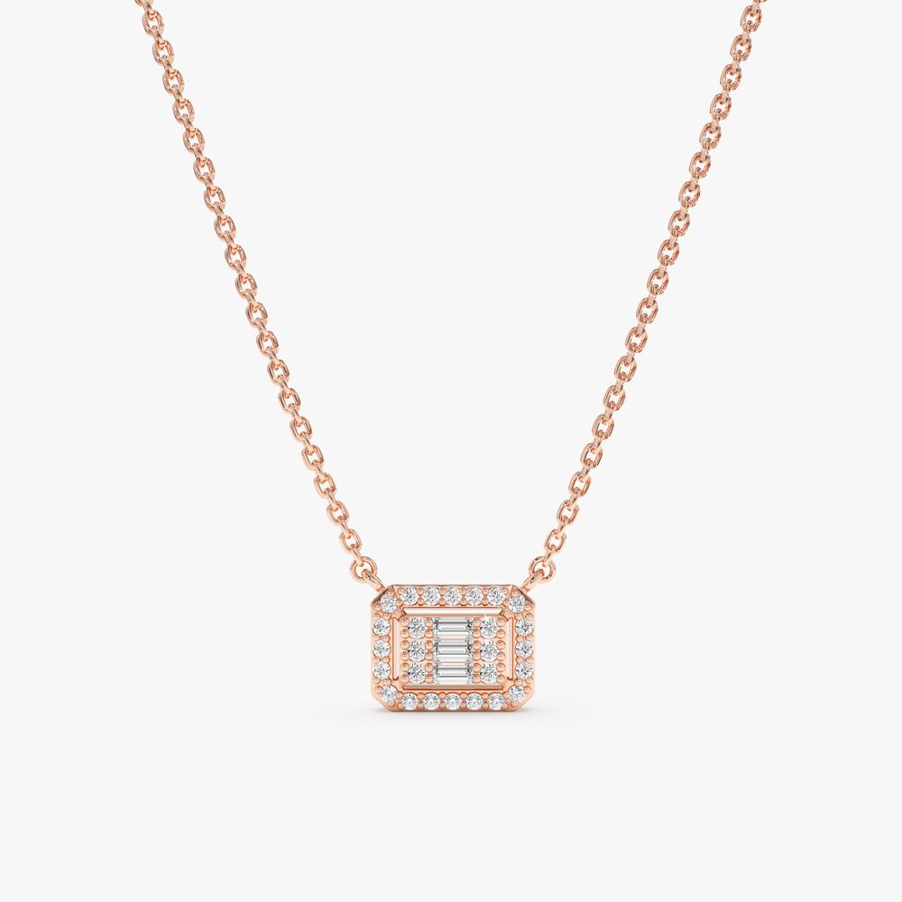 Solid Gold Geometric Baguette Diamond Necklace (1DA457)