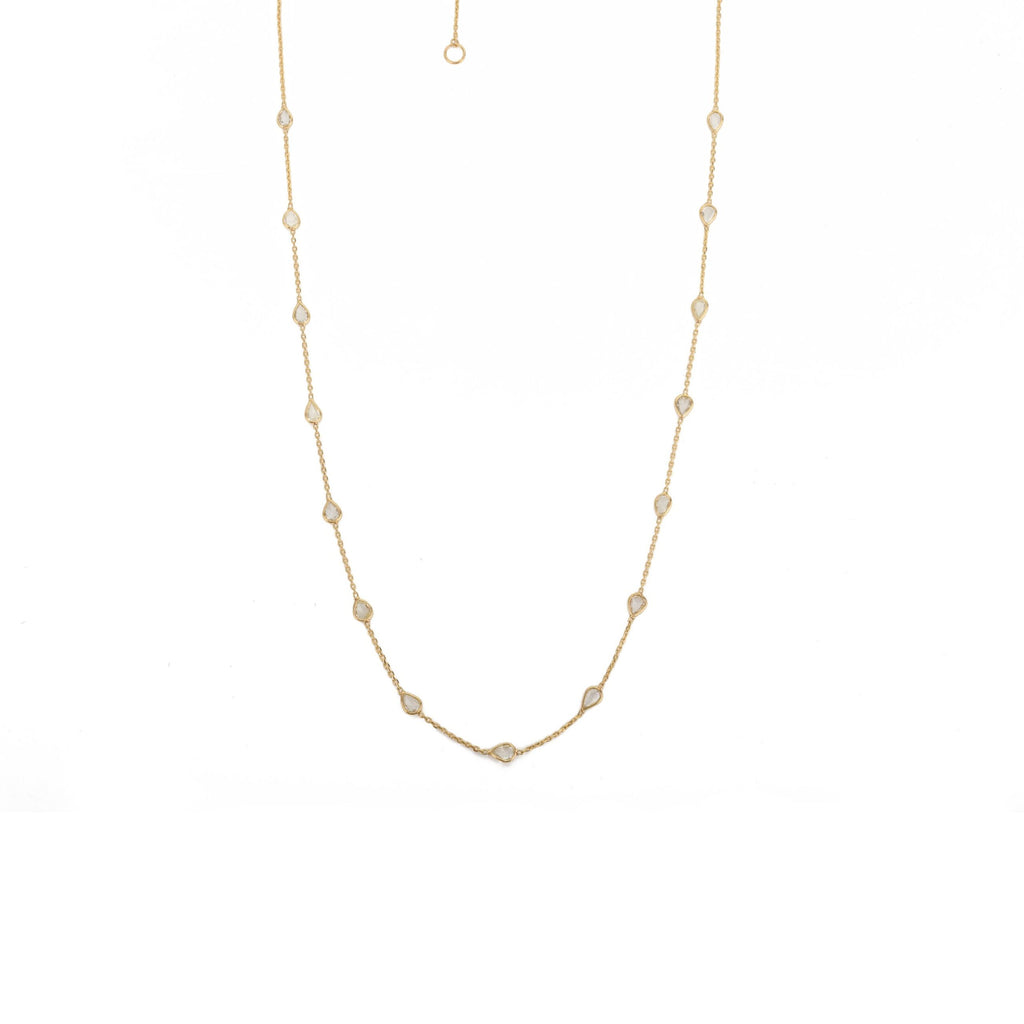 Solid Gold Uncut Diamond Station Necklace