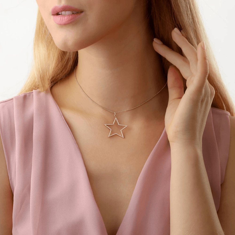 Solid Gold Diamond Star Cutout Charm (186757)