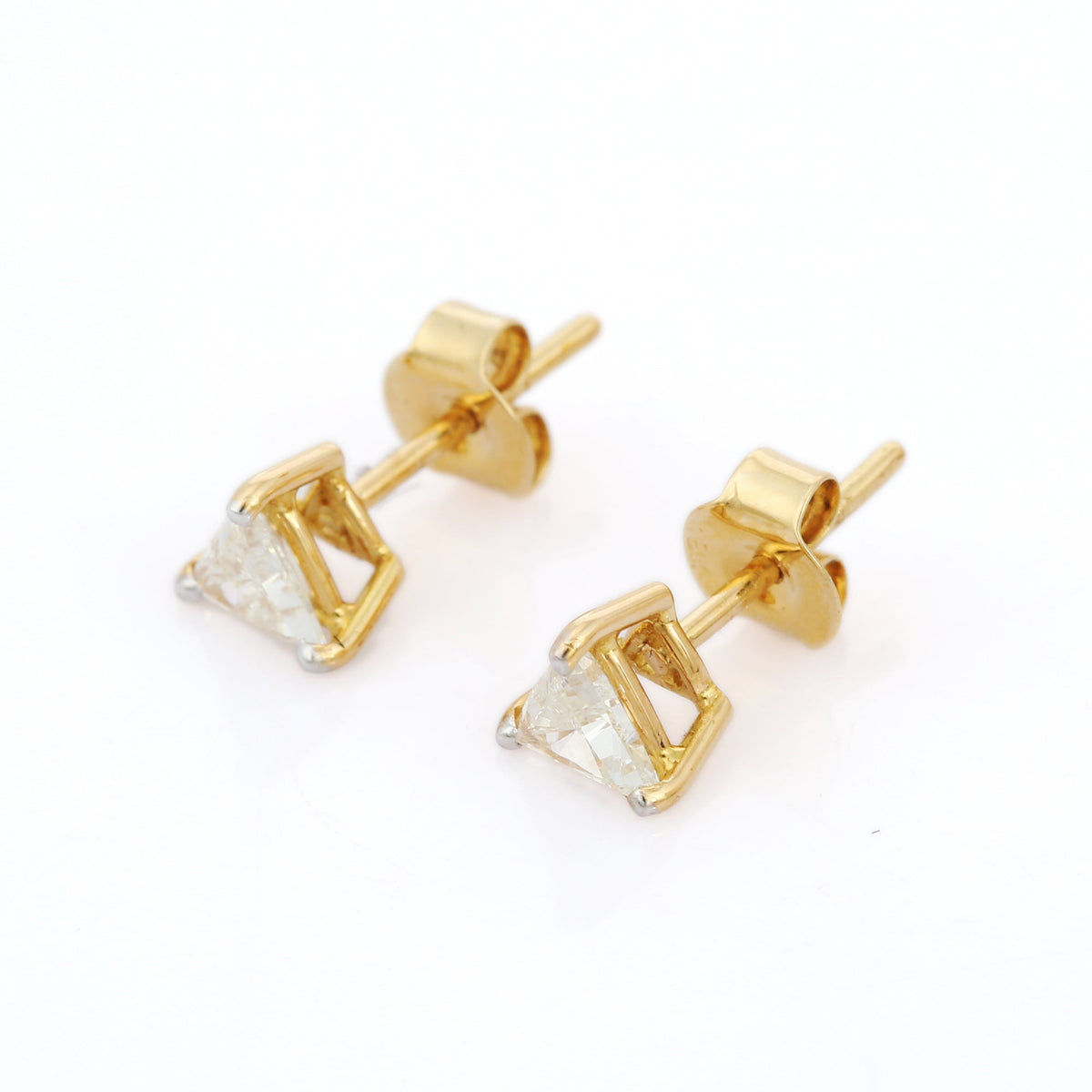 Solid Gold Trillion Cut Diamond Tiny Studs