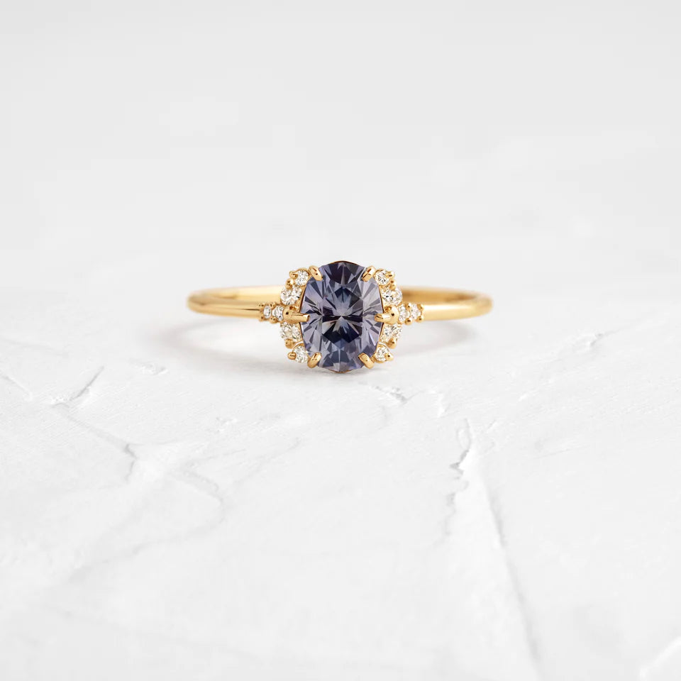 Solid Gold 1ct. Violet Montana Sapphire Ring