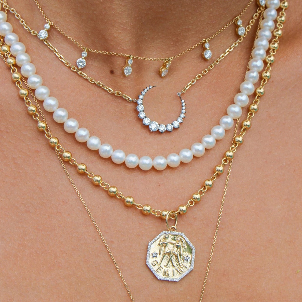 Solid Gold Pearl Necklace (27EB7A)