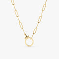 Solid Gold Paperclip Chain Charm Enhancer Necklace