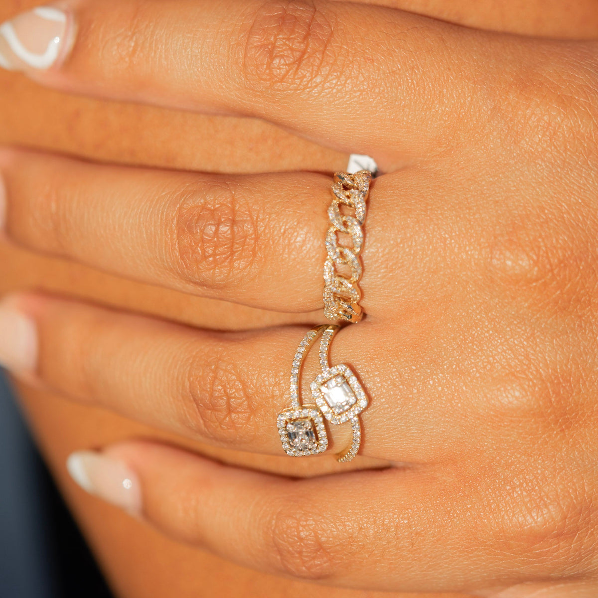 Solid Gold Diamond Cuban Link Ring