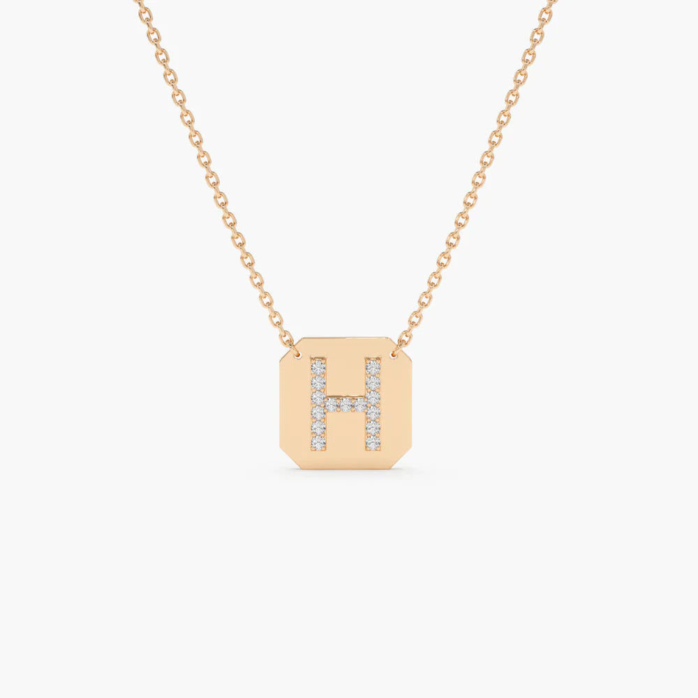 Solid Gold Diamond Letter Necklace