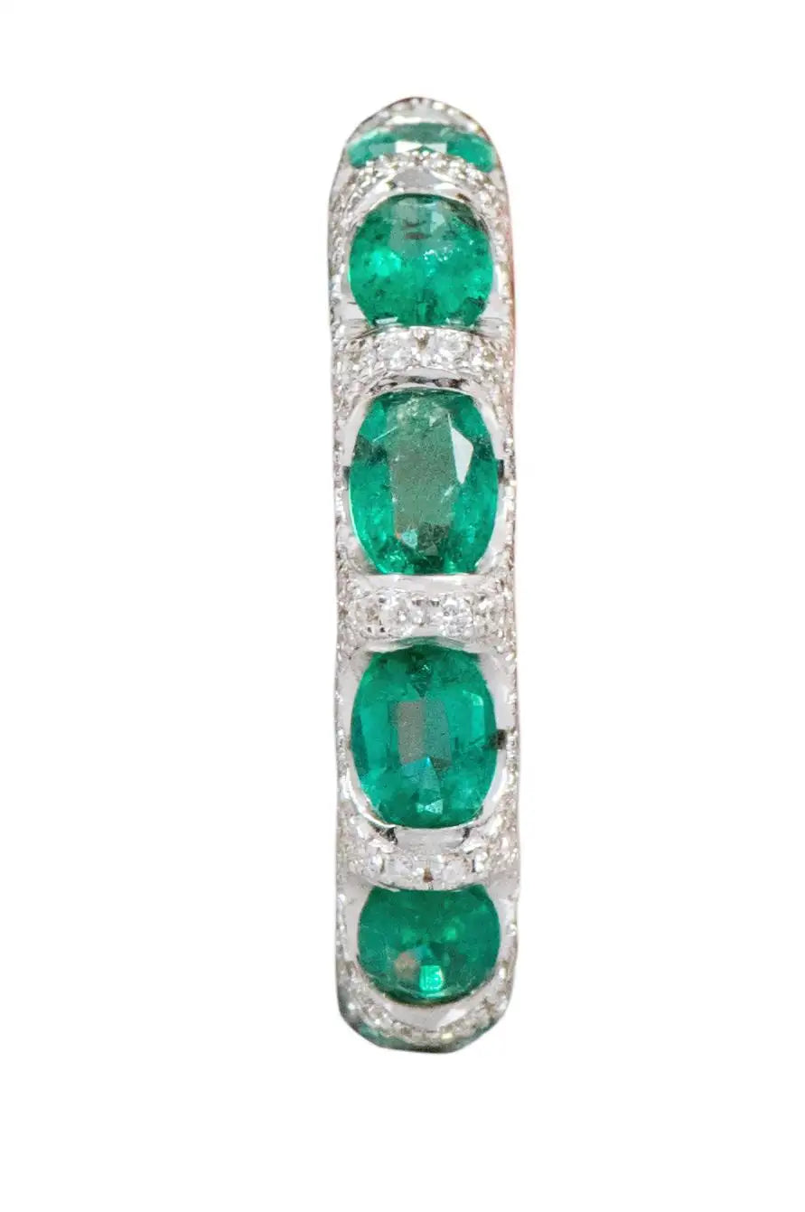 Solid Gold Natural Emerald and Diamond Eternity Band