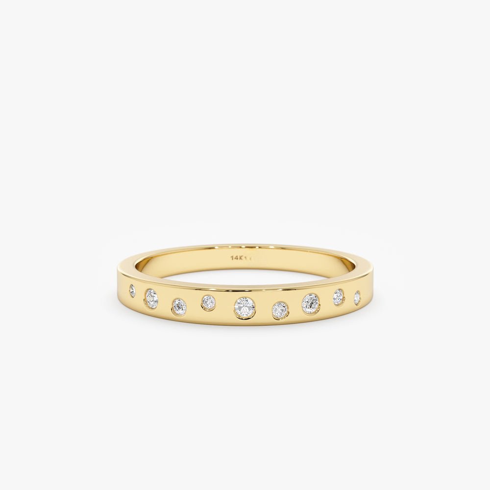 Solid Gold Flush Set Diamond Band