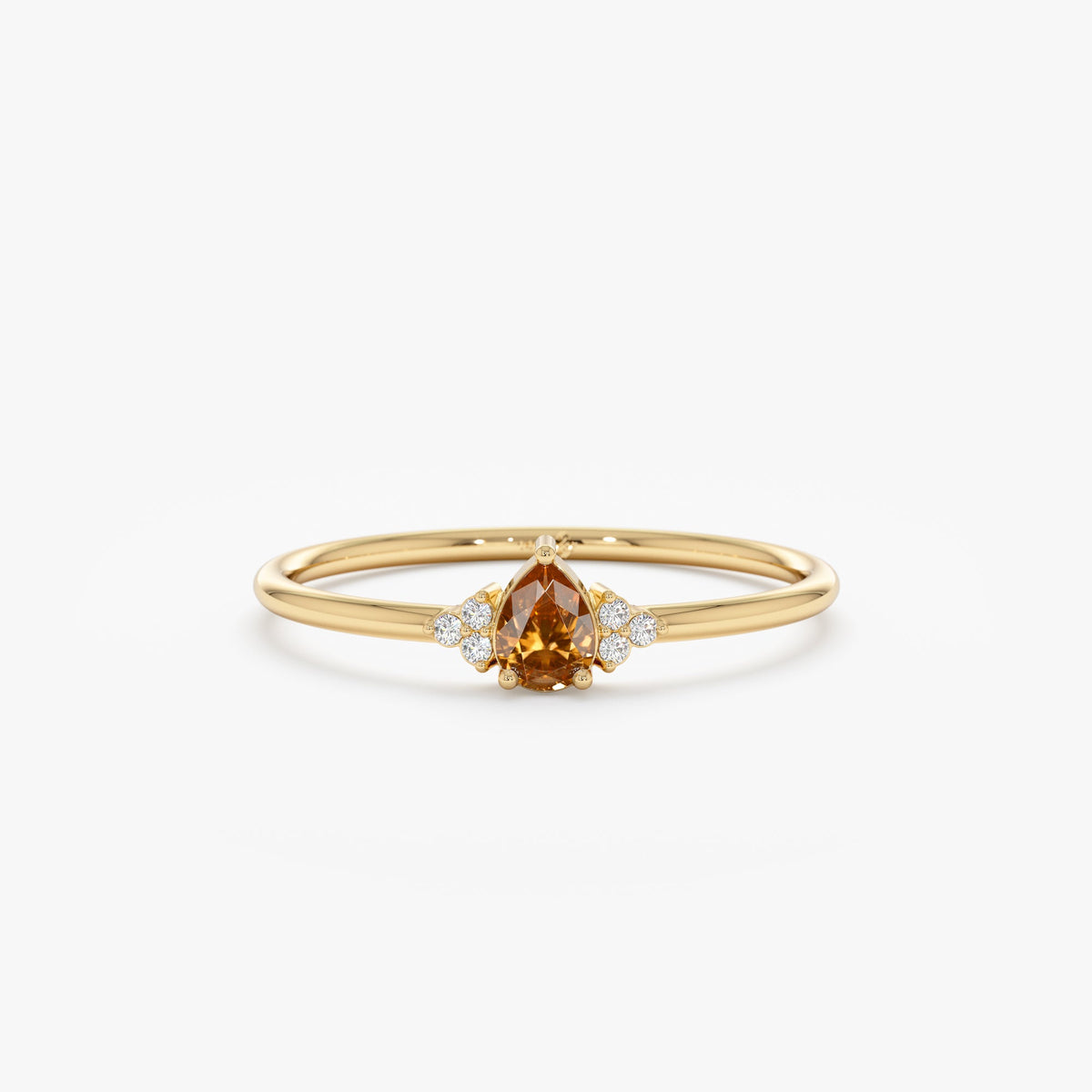 Solid Gold Citrine and Diamond Engagement Ring (B67CDD)