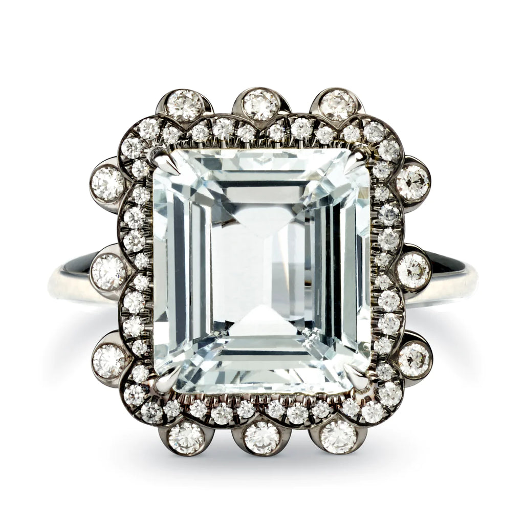 Solid Gold Medici Aquamarine And Diamond Cocktail Ring