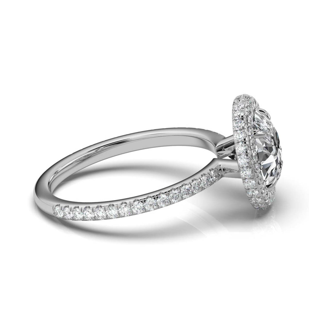 Solid Gold Halo Claw Lab Grown Diamond Ring
