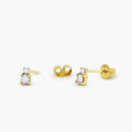 Solid Gold Double Diamond Studs