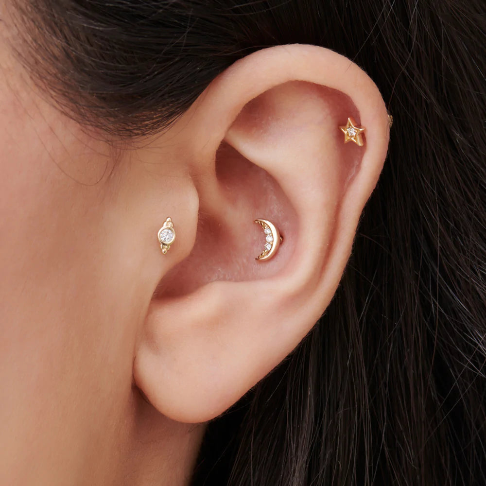 Solid Gold Six Dot Diamond Helix Piercing