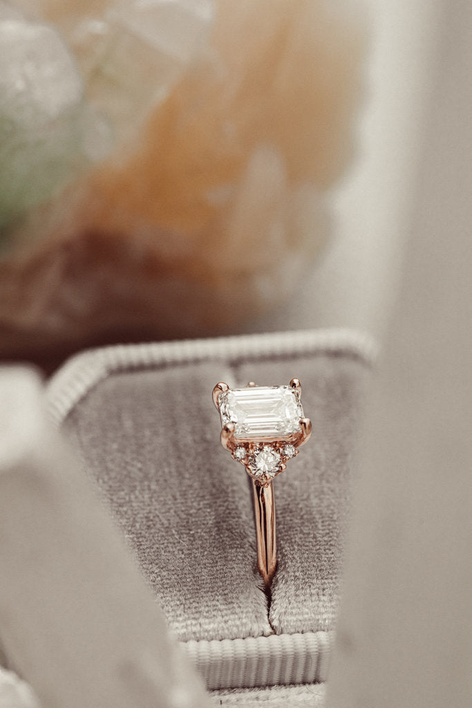 Solid Gold Lab Grown Emerald Cut Ring (607B93)
