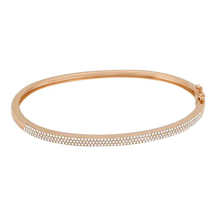 Solid Gold Small Pave Diamond Bangle