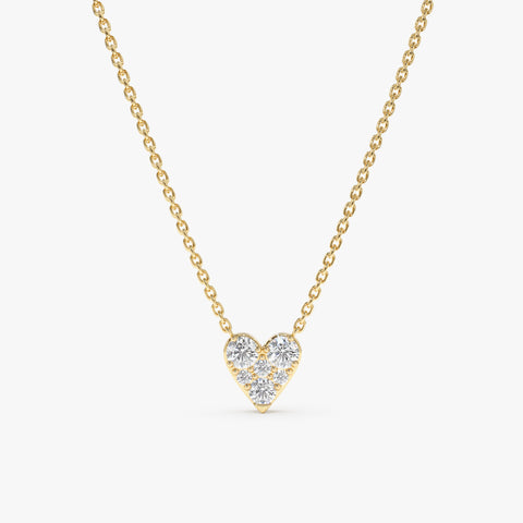 Solid Gold Diamond Inlay Heart Necklace (5CCCE9)