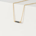 Solid Gold Black Diamond Beaded Bar Necklace (FD0529)