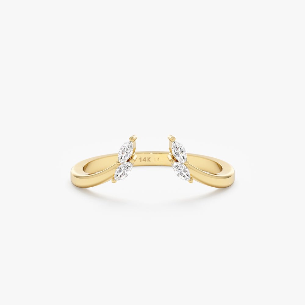 Solid Gold Marquise Diamond Open Ring (2BDC3E)