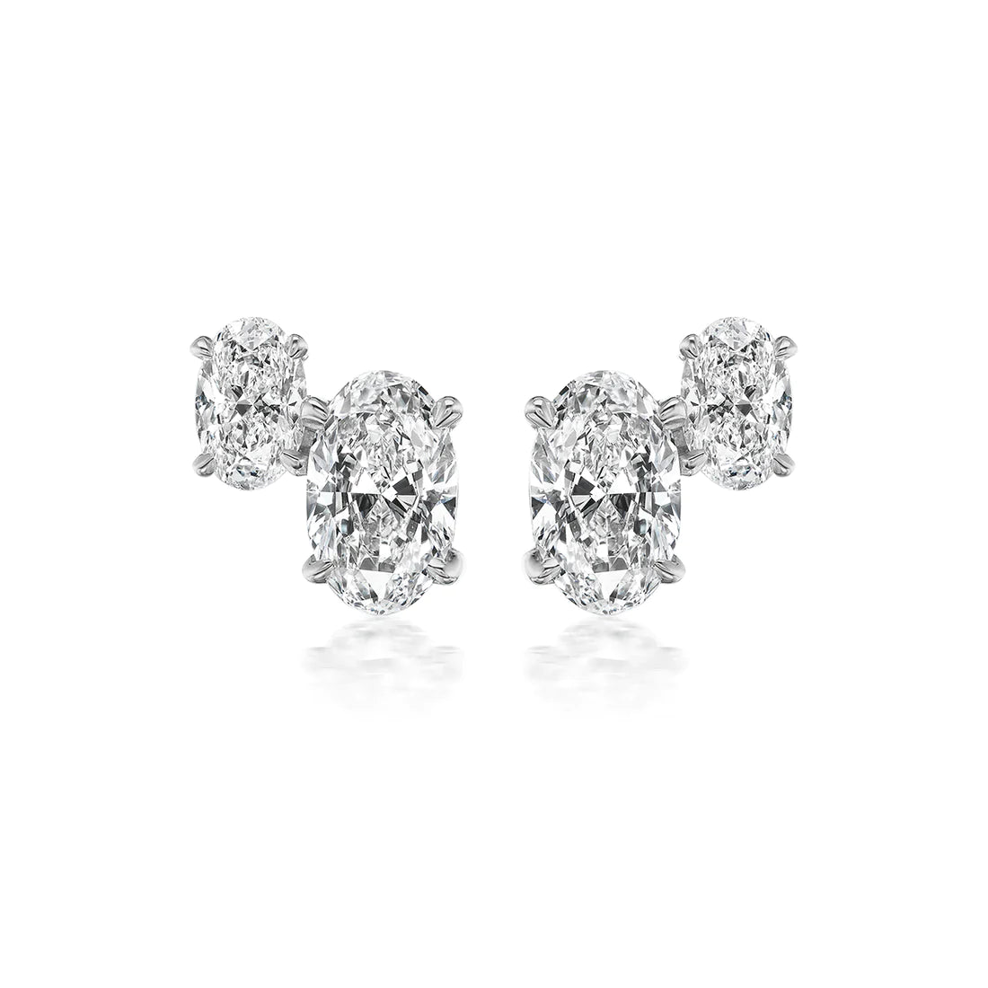 Solid Gold Duo Oval Lab Grown Diamond Studs