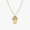 Solid Gold & Diamond Hamsa Necklace (735FAD)