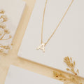 Solid Gold Block Letter Initial Necklace (8B4534)