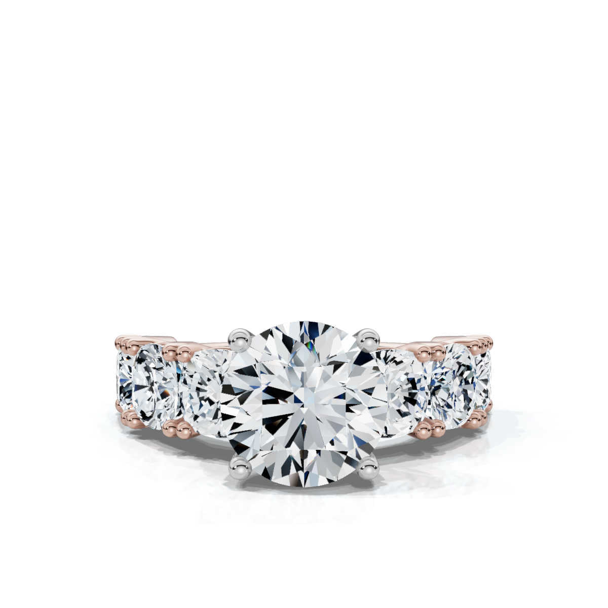 Solid Gold Round Shape Lab Grown Diamond Engagement Ring