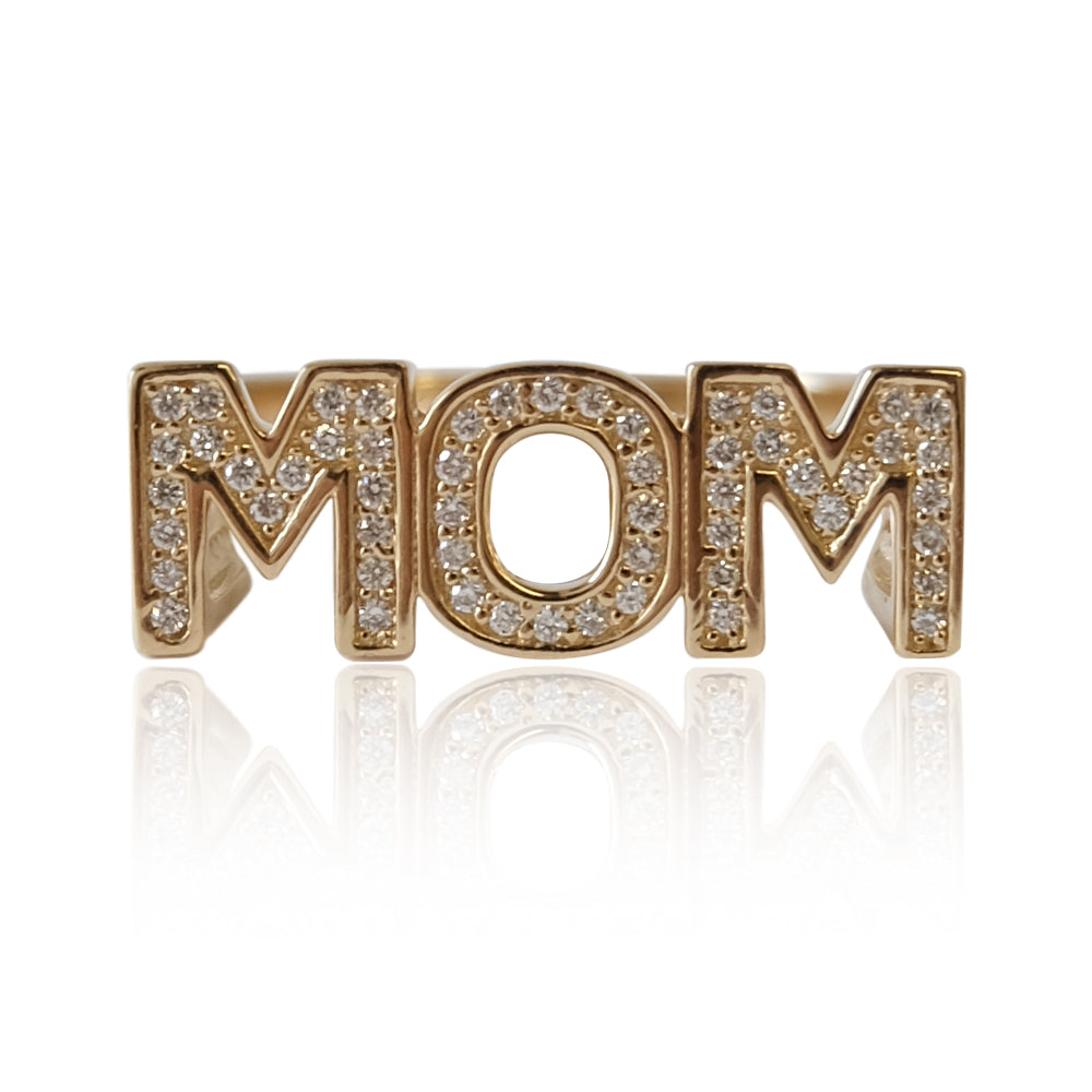 Solid Gold Diamond Mom Ring