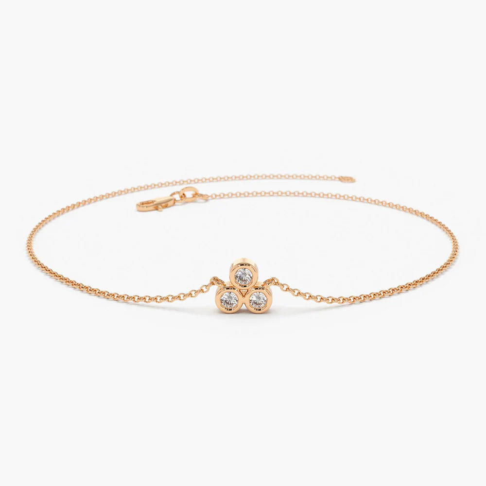 Solid Gold Triangle Trio Dainty Lab-Grown Diamond Bracelet