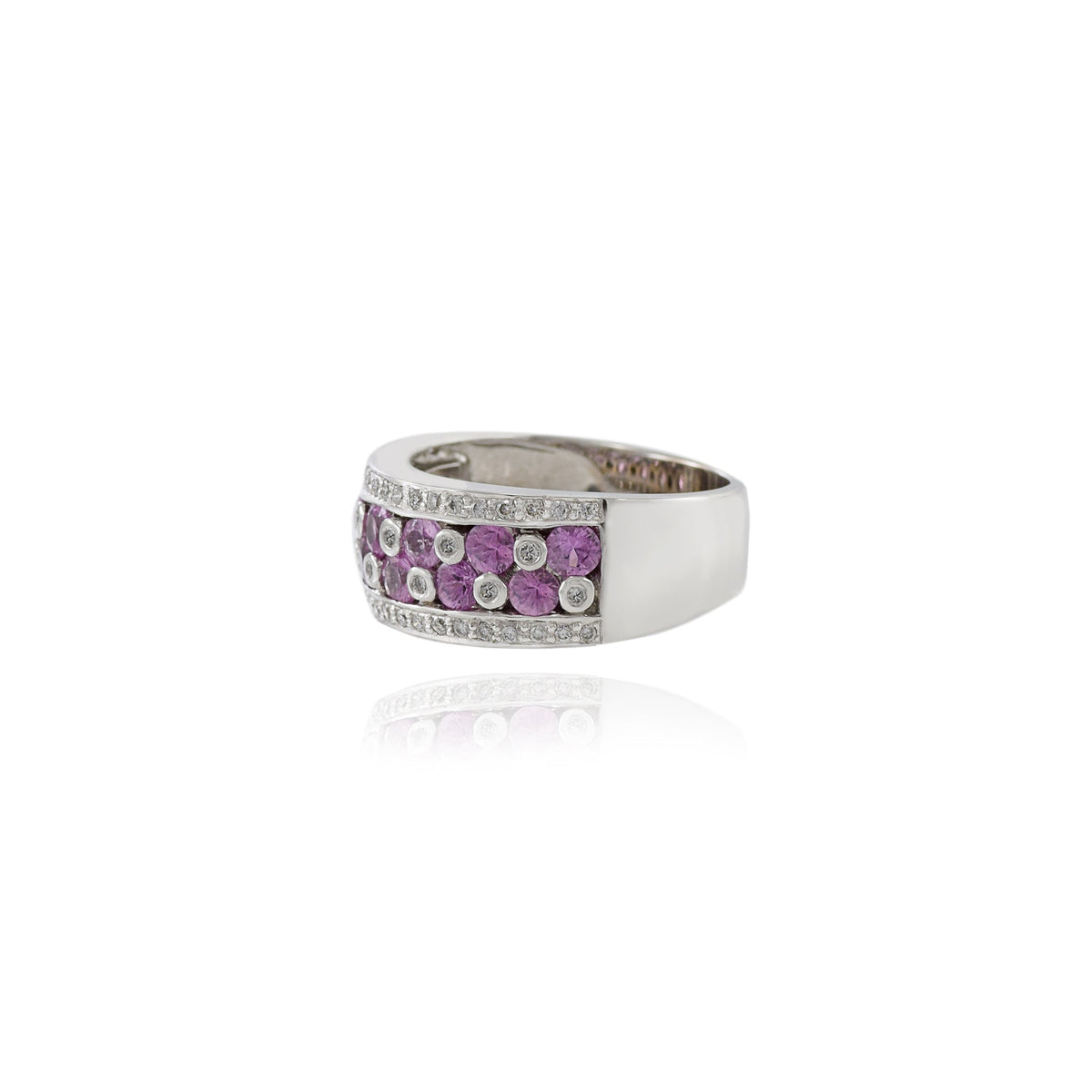 18K Solid Gold Pink Sapphire And Diamond Ring - Style A