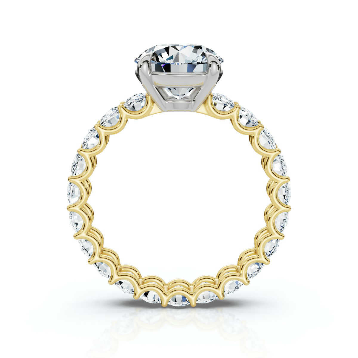 18K Solid Gold Oval & Round Lab Grown Diamond Ring