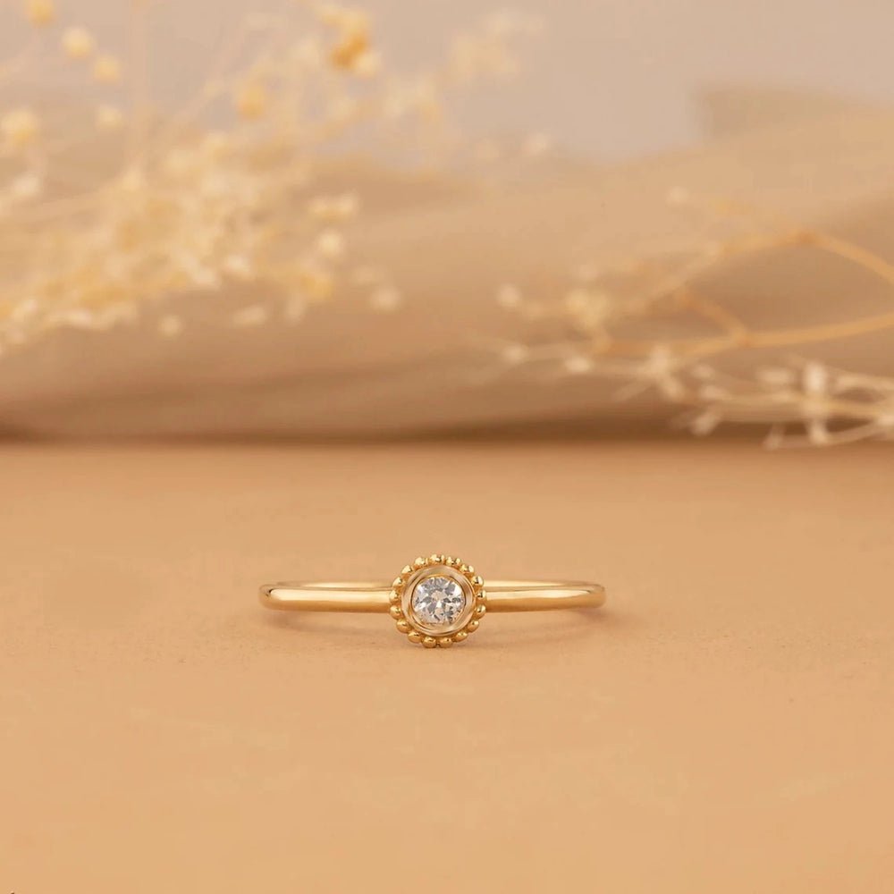 Solid Gold White Sapphire Art Deco Ring