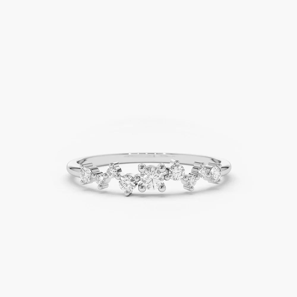 Solid Gold Multi-stone Diamond Cluster Ring