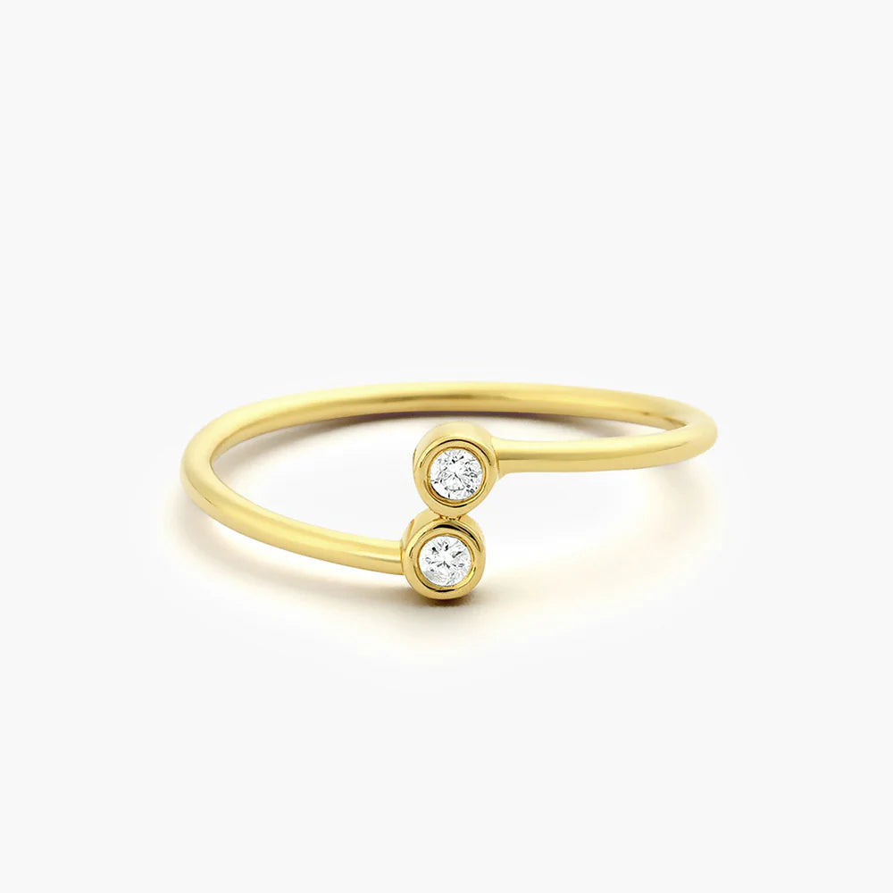 Solid Gold Diamond Bypass Ring