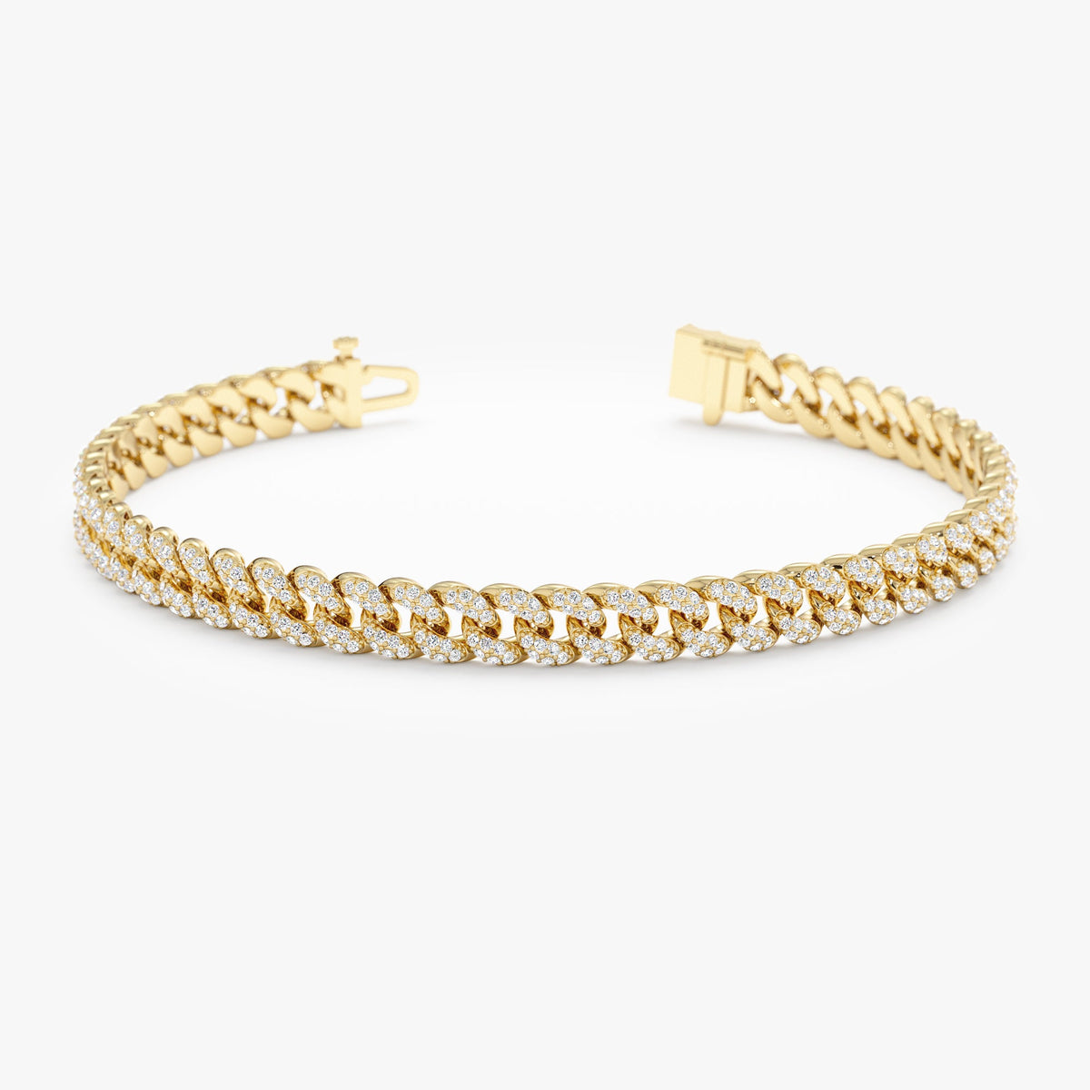 14K Solid Gold 1.61 CTW Diamond Cuban Chain Bracelet