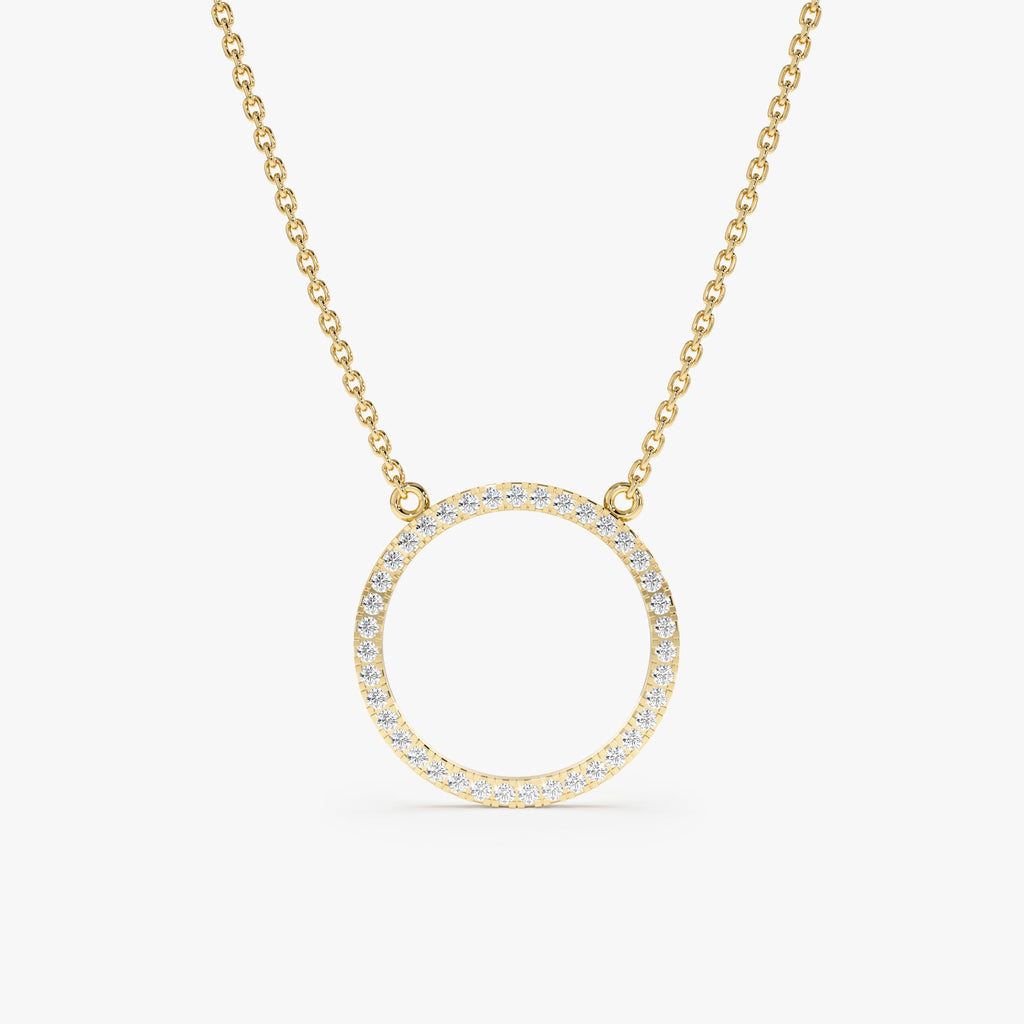 Solid Gold Large Circle Of Life Diamond Necklace (D20369)
