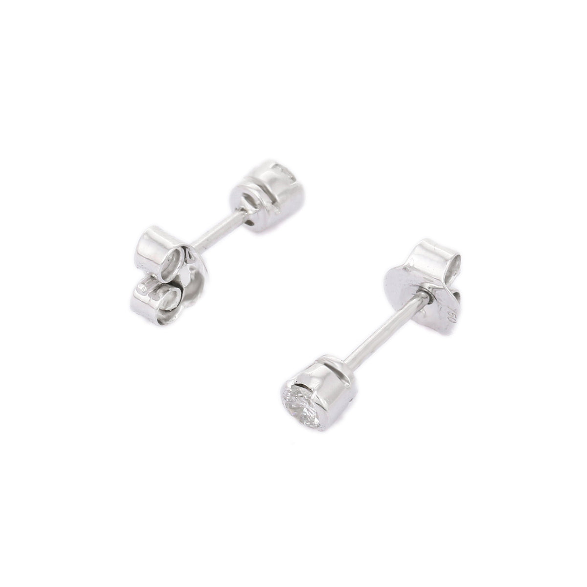 Solid Gold Tiny Round Diamond Daily Wear Studs