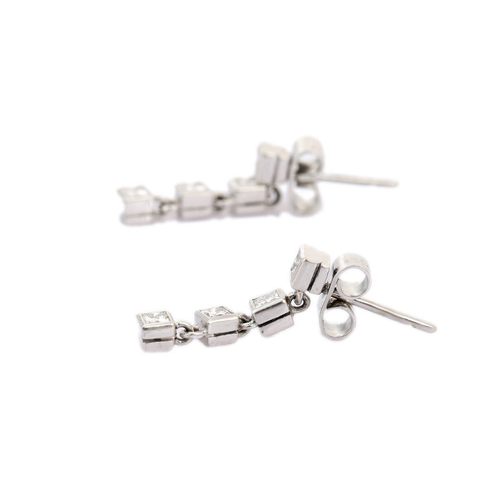 Solid Gold White Dangle Earring