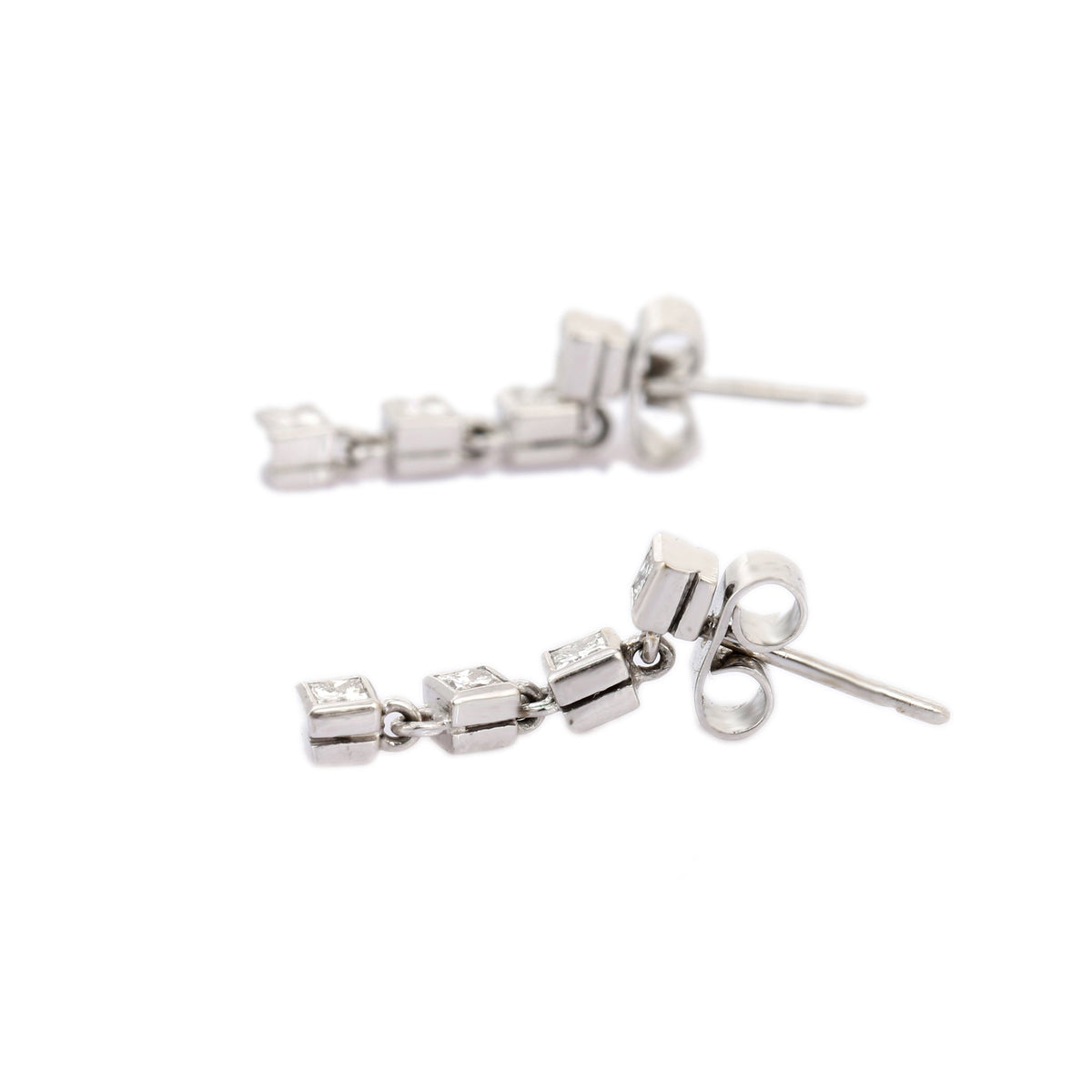 Solid Gold White Dangle Earring
