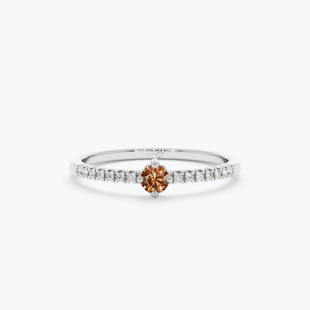 Solid Gold Citrine and Diamond Engagement Ring (D9C5BA)