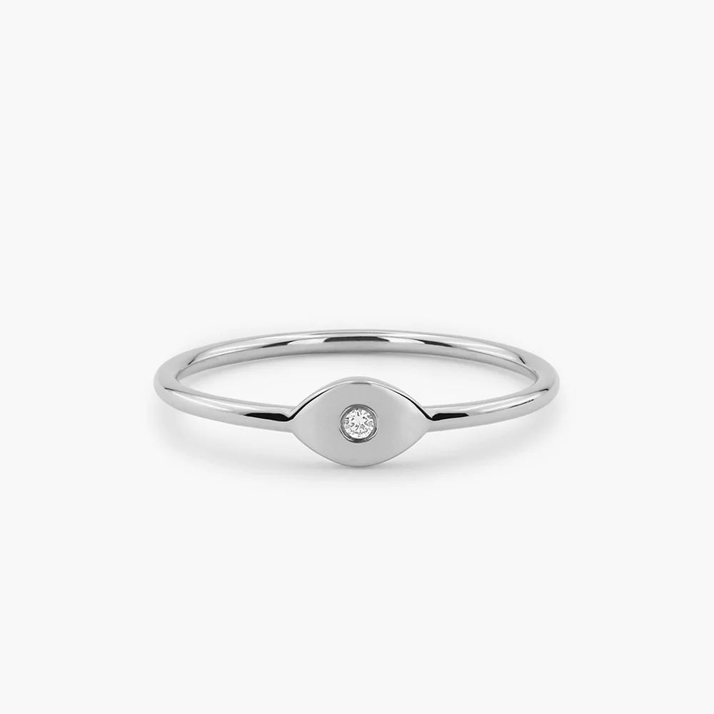 Solid Gold Evil Eye Diamond Ring