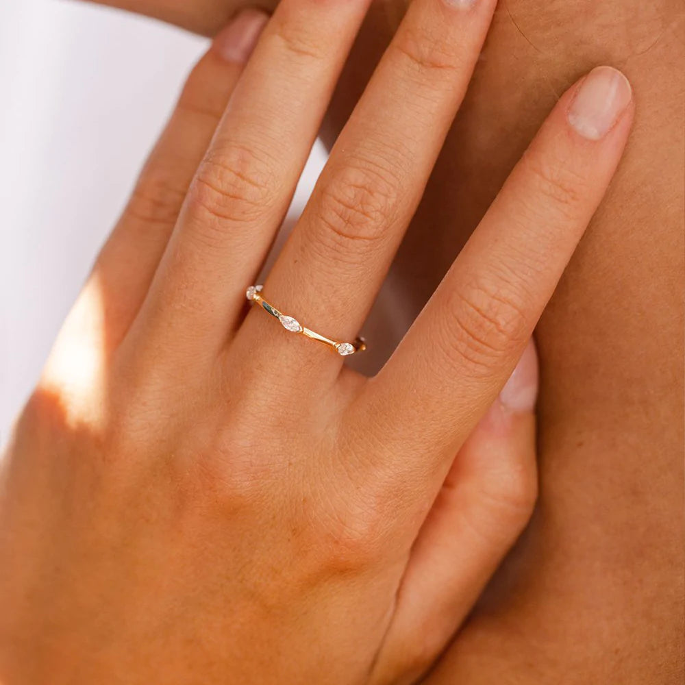Solid Gold Stackable Marquise Diamond Eternity Ring