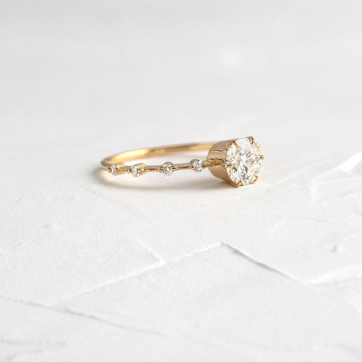 Solid Gold 1 CT Diamond Distance Ring, Diamond Moissanite Ring