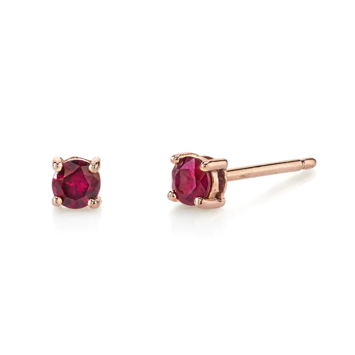 Solid Gold Ruby Studs