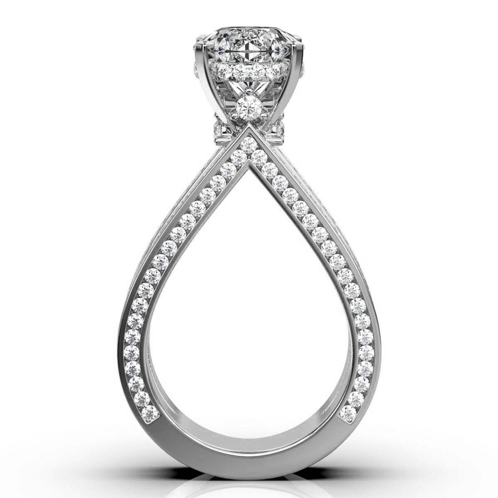 Solid Gold Pear Shape Shank Lab Grown Diamond Ring
