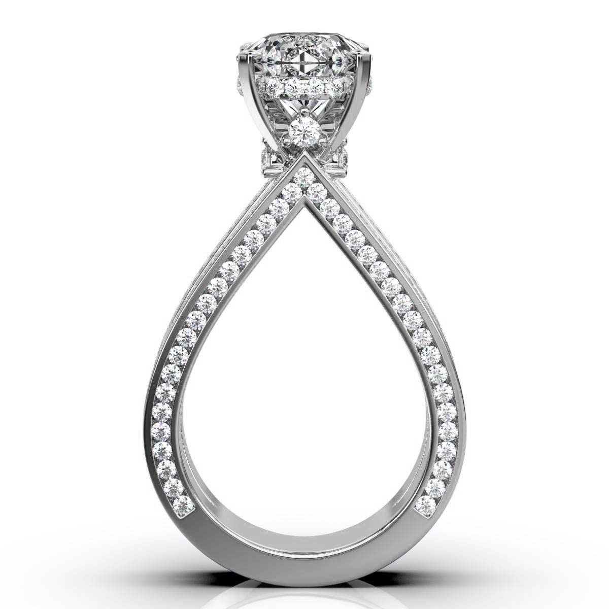 Solid Gold Pear Shape Shank Lab Grown Diamond Ring