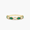 Marquise Emerald and Moissanite Wedding Band, photo 1