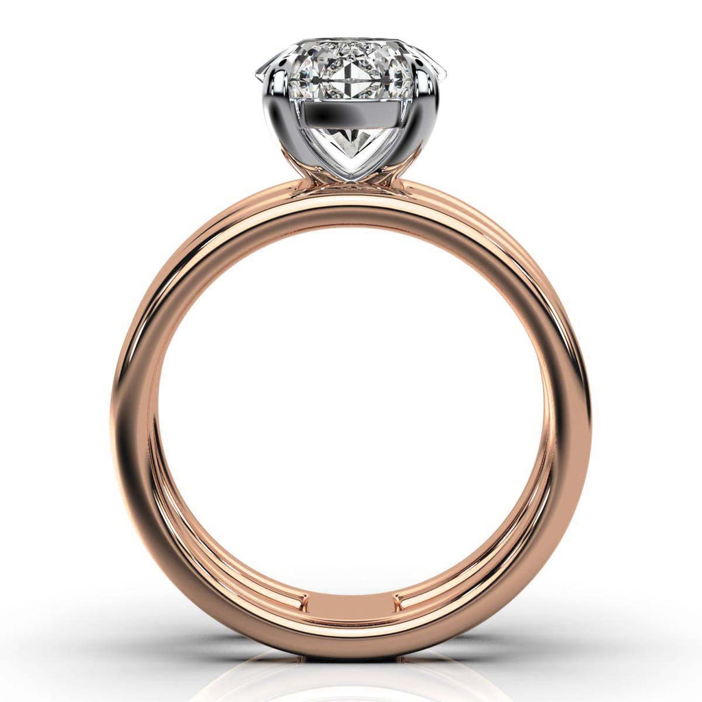 Solid Gold 2 CT Two Bands Lab Grown Diamond Engagement Ring