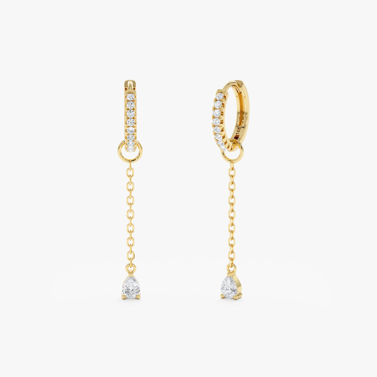 Solid Gold Single Diamond Drop Charm Huggies