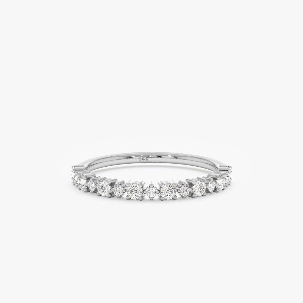 Solid Gold Alternating Diamond Half Eternity Ring (02F09A)